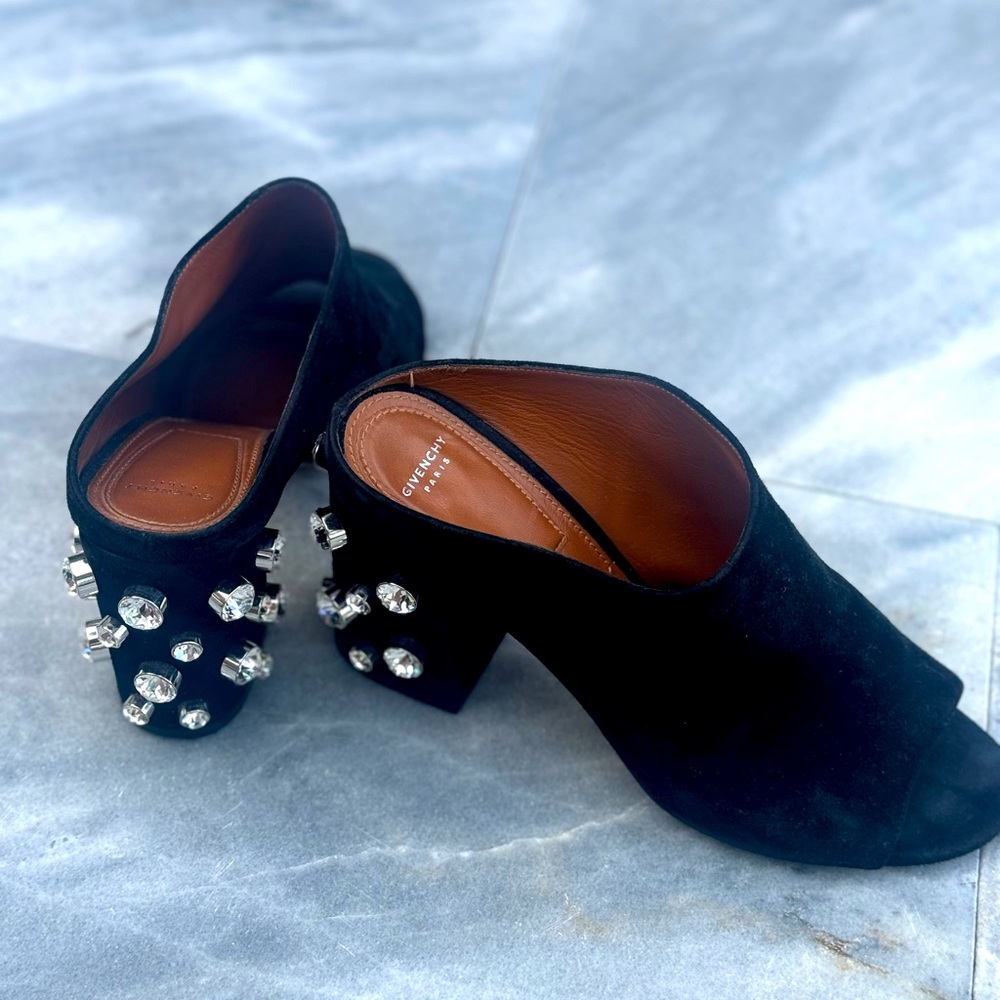 Swede black Givenchy chunky Mules embelished heel